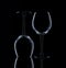 Wine glasses of different shapes and a bottle on a black background