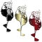 Wine glasses with drinks and a grapevine with berries, Glitch effect