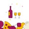 Wine, glasses filled line icon, simple vector illustration