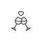 Wine glasses and heart line icon