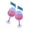 Wine glasses icon isometric vector. Glass toast