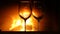 Wine glasses near fireplace