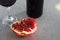 Wine glasses and pomegranate