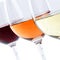 Wine glasses red rose tasting square selective focus isolated on