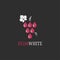 Wine grape logo. Red and white wine drops on black