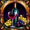 Wine and grapes, elegant vintage art deco style