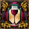 Wine and grapes, elegant vintage art deco style