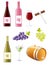 Wine and grapes icon set