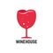 Wine house logotype with red wineglass