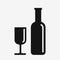 Wine icon, glass and bottle