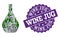 Wine Jug Mosaic of Wine Bottles and Grape and Grunge Stamp