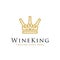 Wine king logo design vector illustration. line art wine bottle icon as crown concept design. beverage logo, bar, cafe, restaurant