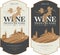 Wine labels with landscape of vineyards