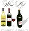 Wine list menu bottles glass design