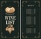 Wine menu with price list and vineyard scenery