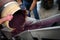 Wine mixing during fermentation process in barrel, Bordeaux Vineyard