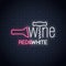 Wine neon banner. Wine bottle and wine corkscrew neon sign on wall background