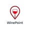 Wine point logo vector design template. consisting of a wine glass icon with pointer icon. wine location. wine store