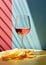 Wine with potato chips. Off-the-Wall Culinary Fusion