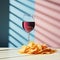 Wine with potato chips. Off-the-Wall Culinary Fusion
