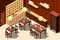 Wine Restaurant Isometric Interior