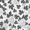 Wine seamless pattern with grapes and leaves