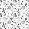Wine seamless pattern with grapes, leaves, wine
