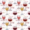 Wine seamless pattern. Hand-drawn pattern with wineglass