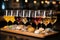 Wine Selection and Wine Tasting with a variety of Snacks Paired with Beverages in a wine cellar