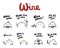 Wine set of eight hand drawn illustrations with lettering marshmallow cute buddy