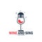 wine and sing microphone logo icon vector illustration template design