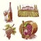 Wine sketch decorative set