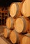 Wine stored in barrels