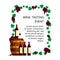 Wine tasting concept for invitation card, advertising wine degustate event, poster. Illustration with wineglass, bottle