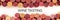 Wine tasting panoramic banner. Many wine corks, shot from the top