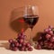 Wine time. Wine with grapes. Light background. Wineglass on the table. Idea for evening. Wine is always good idea. Sweet grapes