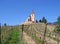 Wine trail french vineyard old church alsace france