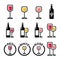 Wine types - red, white, rose icons set