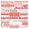 WINE VARIETALS Types word cloud