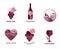 Wine, vineyard, organic natural winery logo collection. Vineyard field and grapes symbols and icons