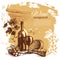 Wine vintage background. Hand drawn illustration