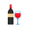 Wine waiter in flat style on red background. Vector illustration, flat. Vector wine glass icon