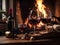 Wine and Warmth: By the Fireplace Ambiance