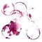 Wine watercolor glasses stains purple. Food and drink sketch