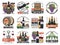 Wine, winemaking and viticulture vector icons set