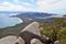 Wineglass bay from Mt Freycinet in Freycinet National Park in Tasmania, Australia