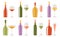 Wineglass bottle set wine champagne liquor alcohol beverages various shapes alcohol bar vector