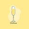 Wineglass for champagne line art in flat style. Restaurant alcoholic illustration for celebration design. Design contour element.