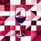 Wineglass on the checkered background. Vector illustration. generative AI