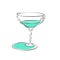 Wineglass vermouth. Drink element. Color object. Retro glass wine hand draw, design for any purposes. Restaurant illustration.